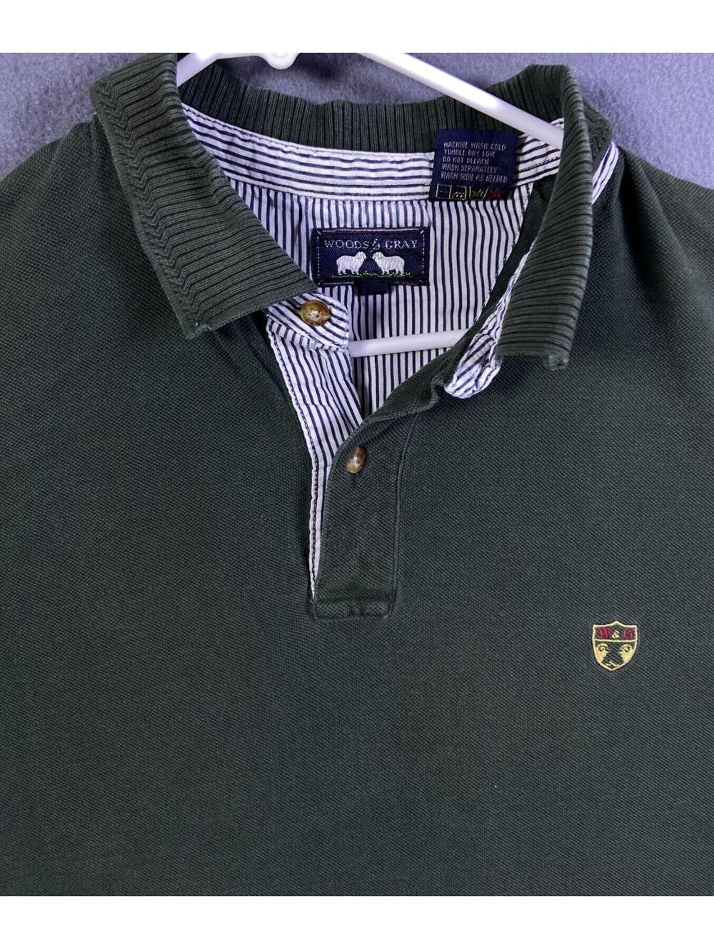 Vintage Woods & Gray Men’s Polo Large Shirt Golf Embroidered Emblem Green VTG